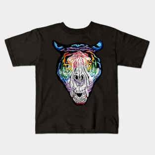 Rainbow Tiger Skull Kids T-Shirt